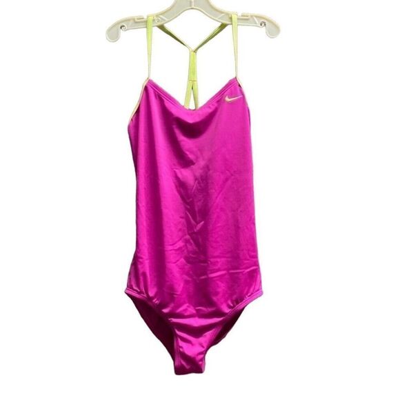 Nike pink and yellow Razorback one piece, bathing suit size medium - Picture 3 of 6